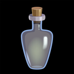 Fantasy Potion Bottle Illustration, glass flask icon. Ui game assets
