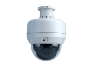 A state-of-the-art security camera, its dome-shaped lens poised, ready to observe and record. A modern, discreet sentinel of safety.