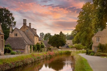 Fototapeta premium Cotswold village of Lower Slaughter, Gloucestershire, England