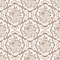 Christmas Ikat Seamless Pattern • Bohemian Textile Design • Fabric Texture • Digital Background for Print and Crafts