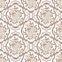 Christmas Ikat Seamless Pattern • Bohemian Textile Design • Fabric Texture • Digital Background for Print and Crafts