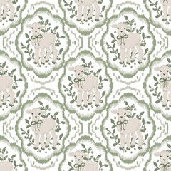 Christmas Ikat Seamless Pattern • Bohemian Textile Design • Fabric Texture • Digital Background for Print and Crafts