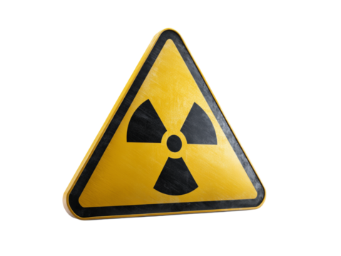 A yellow and black warning sign, a stark symbol of danger, highlighting the concept of radiation hazard