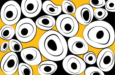 Curved black lines on yellow and black background pattern abstract wallpaper