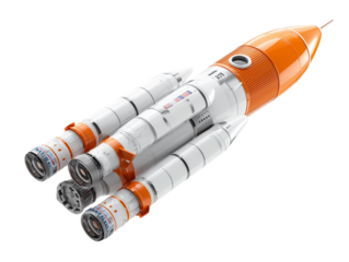 A photorealistic rocket ship poised for launch, its sleek design gleaming with potential as it represents exploration, innovation, and reaching for the stars.