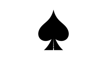 Fototapeta premium Ace of Spades showing road, black isolated silhouette