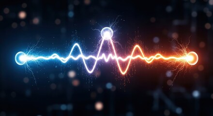 Obraz premium Blue and Orange Energy Waves with Lightning Sparks