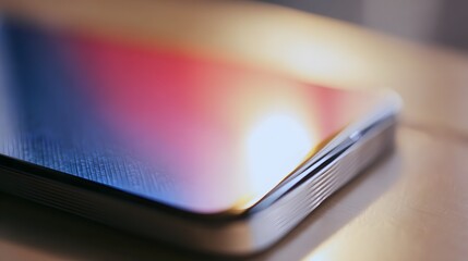 Sleek silver smartphone close-up vibrant gradient display