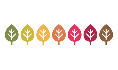 Seven leaves painted in the colors of the spectrum, vector, icon.