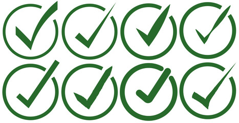 set tick icon vector green checkmark 