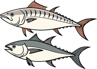 Obraz premium Vector illustration of fresh fish displayed on an ice box, perfect for seafood market and fishing themes
