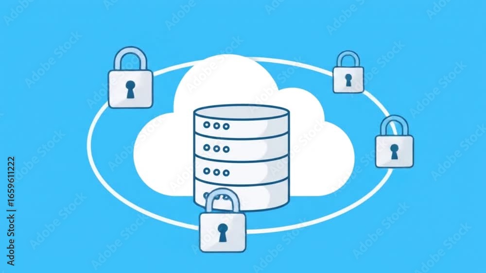 Poster an illustrative depiction of robust cloud computing security measures, showcasing protected data sto