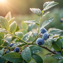 blueberries on a branch