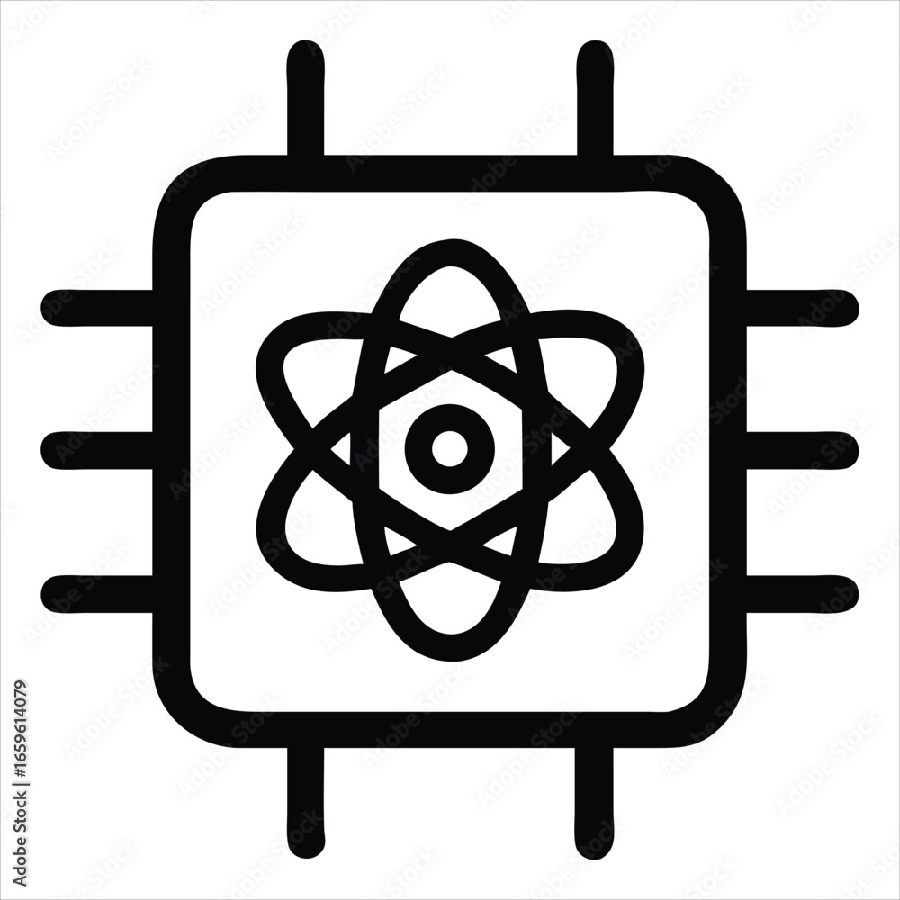 Aufkleber modern stylized icon representing quantum computing or advanced technology with an atomic symbol at 