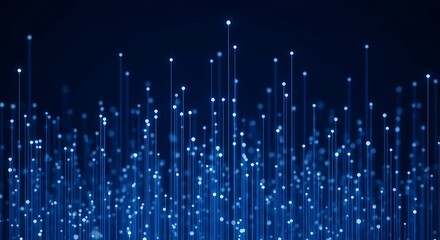 Illuminated digital streams ascending in a dark nebula