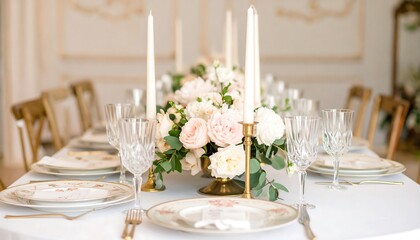Elegant table setting with flowers and candles (1)
