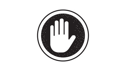 Stop work authority icon, stop hand icon over black ellipse transparent background.