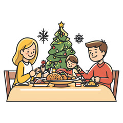 christmas dinner, party, christmas, festival, vector, transparent background, winter, family, celebration, dinner, eating, people, father, mother, couple, happiness, thanksgiving, food, together, xmas