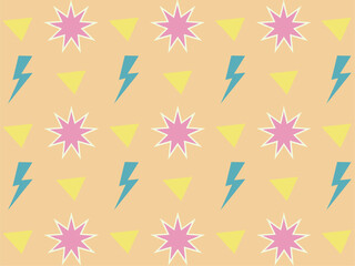 seamless floral pattern, seamless pattern with colorful seamless pattern from triangles on the bright brush strokes background. 80's - 90's years design style. Trendy. Vector illust