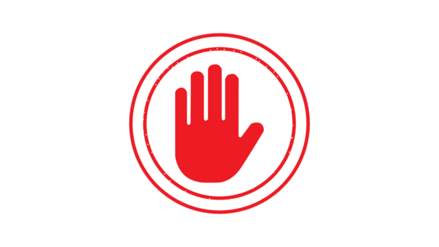 Stop work authority icon, stop hand icon over white ellipse transparent background.