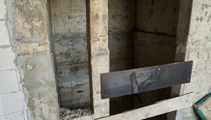 Interior of a new house under construction, detail of the interior