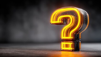 3D Question Mark, Neon Glow