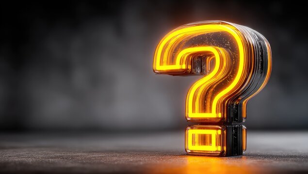 3D Question Mark, Neon Glow - Powered by Adobe