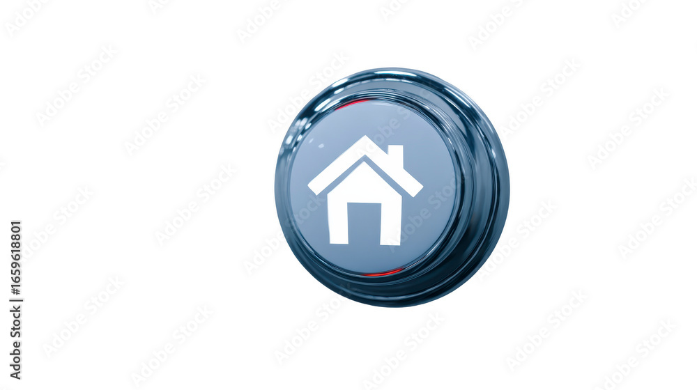 Poster home icon glossy button digital interface modern design blue color round shape technology user inter