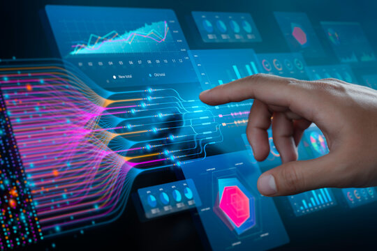 Data science, and big data technology. Scientist computing, analysis and visualizing complex data set on computer for business analytics.artificial intelligence, machine learning, Data mining. - Powered by Adobe