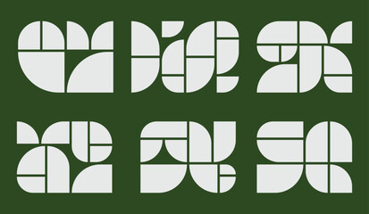 Abstract geometric photos collage use in bento grid layout