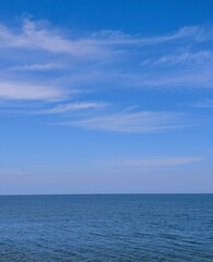 Obraz premium The Baltic Sea, a view of the horizon. Blue sea and sky with clouds