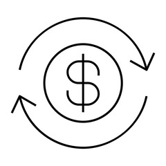 Money circulation outline icon