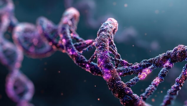 DNA double helix, glowing, intricate details