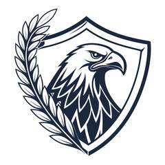 Illustration of an eagle head in shield