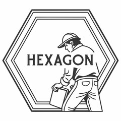 Obraz premium Vector art of hexagon logo featuring a delivery worker