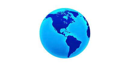 Fototapeta premium Blue globe North America South America Central America ocean planet world Earth digital isolated simple minimal geography map global environment peaceful clean modern educational science
