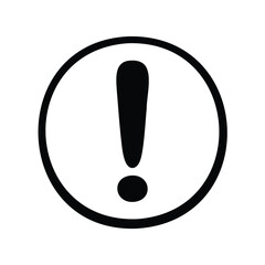 Black exclamation point inside a black circle on a white background image