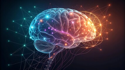 Glowing AI brain network visualization