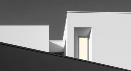 Architectural study showcasing minimalist modern building design in monochrome black and white