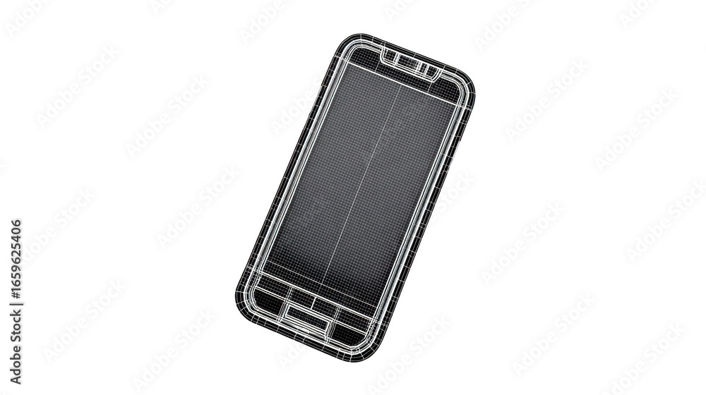 Poster wireframe smartphone digital device modern technology transparency background isolated mobile commun