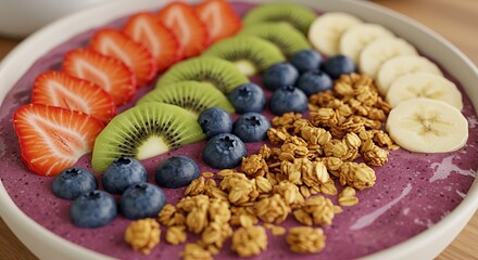 Fototapeta premium Delicious Smoothie Bowl Topped with Fresh Fruits and Granola