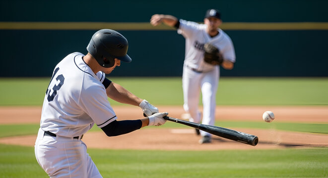 A baseball player swings his bat