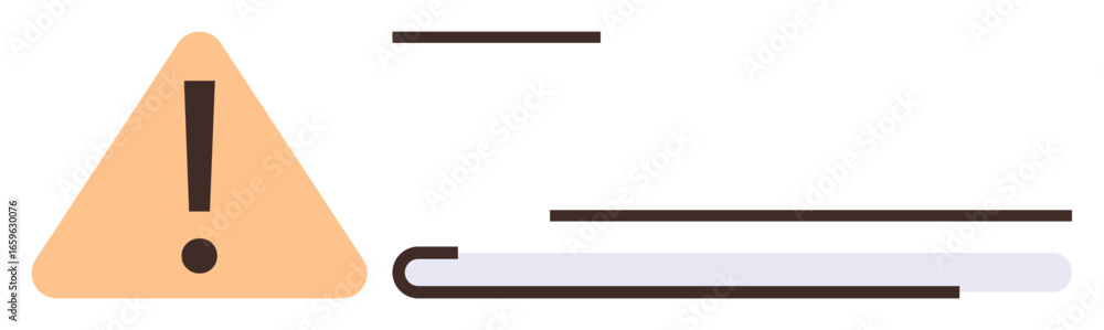 Aufkleber exclamation mark inside orange triangle with adjacent horizontal lines signifying urgency. ideal for