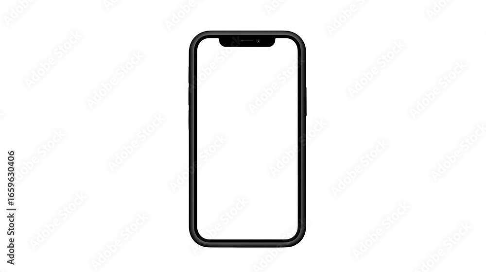 Poster black smartphone frame modern mobile device isolated on transparent background minimal design blank 