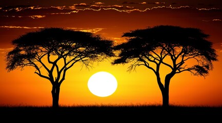 African Sunset Silhouette
