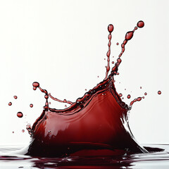 Dark red liquid splash frozen in motion with droplets image