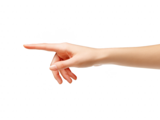 Hand finger gesture pointing isolated skin human arm direction touch hand with fair skin points forward with extended index finger isolated transparent background suggesting direction
