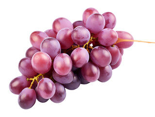 Fototapeta premium A bunch of red and purple grapes on a vine, sweet and juicy fruit, isolated on a transparent background