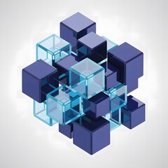 Fototapeta premium Geometric Composition of Solid and Transparent Cubes A Modern Abstract Design Showcasing Interlocking Shapes and Varied Textures