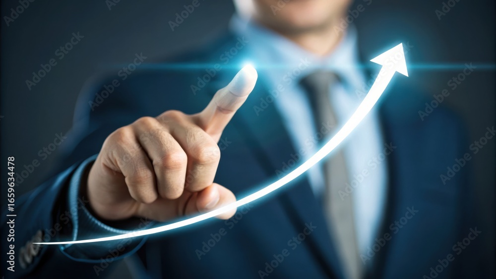 Aufkleber digital transformation strategy businessman using a digital interface to indicate upward growth and 